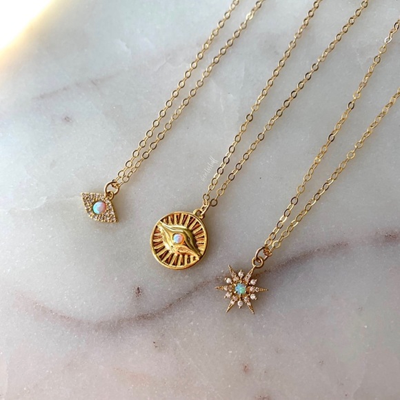 Evil Eye Sunrays Coin Necklace - Picture 2 of 8